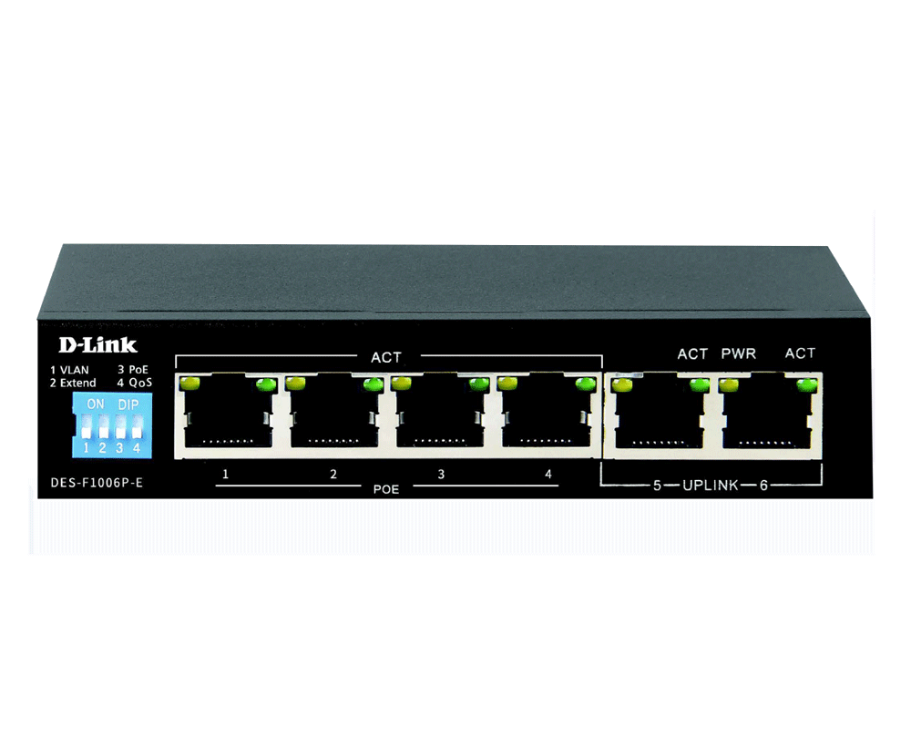 D-LINK DES-F1006P-E 250M 6-PORT 10/100 SWITCH WITH 4 POE PORTS