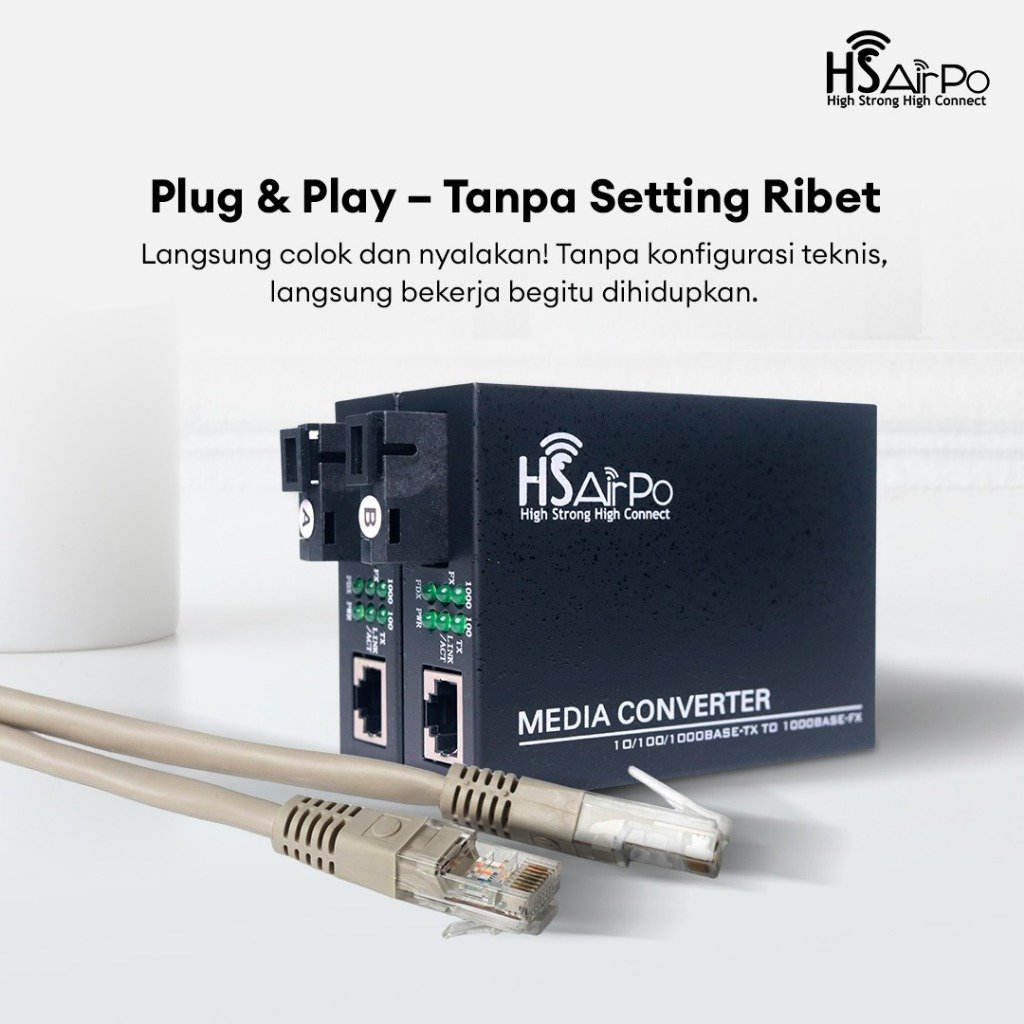 HSAIRPO CM1000 1 FO 1 LAN MEDIA CONVERTER  FIBER OPTIK GIGABIT 1FO 1LAN