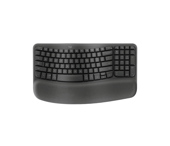 Keyboard Logitech Wave Keys Ergonomic Wireless Bluetooth with Palm Rest