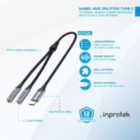 VENTION KABEL SPLITTER AUX TYPE C TO DUAL AUDIO 3.5MM BRAIDED - BGN