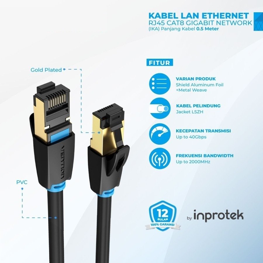 VENTION KABEL LAN GIGABIT ETHERNET RJ45 CAT8 NETWORK PATCH IKA 5METER