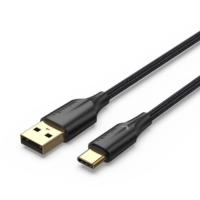 Vention Cable Data USB 2.0 to Type C Fast Charging 3A with Light LED Nylon Braided 2M VT-CTFBH