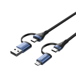 Vention Cable Data 4 In 1 USB A / Type C to Type C / Micro USB Super Fast Charging 5A Blue 1M VT-CTLLF
