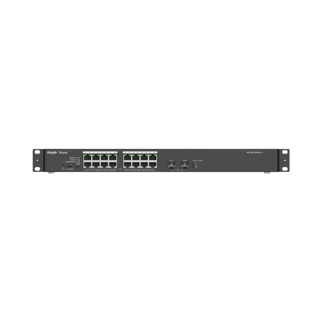 Ruijie Reyee RG-ES118GS-P-L 18-Port Full Gigabit Desktop Unmanaged Switch 16-Port PoE 247W with 2-Port SFP Visibility Ruijie Cloud Original Garansi Resmi