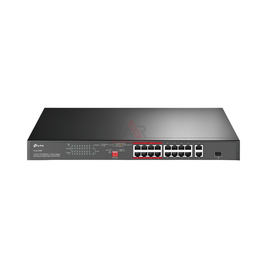 TP-Link TL-SL1218P 16-Port PoE+ Switch dengan 2 Gigabit RJ45 & 1 Combo SFP 150W Rackmount