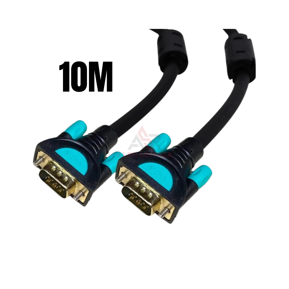 PROFFTECH CABLE VGA 10M GOLD – Kabel Monitor VGA Premium Gold Plated Jarak Jauh, Gambar Stabil Jernih Anti Noise untuk PC, Monitor & Proyektor
