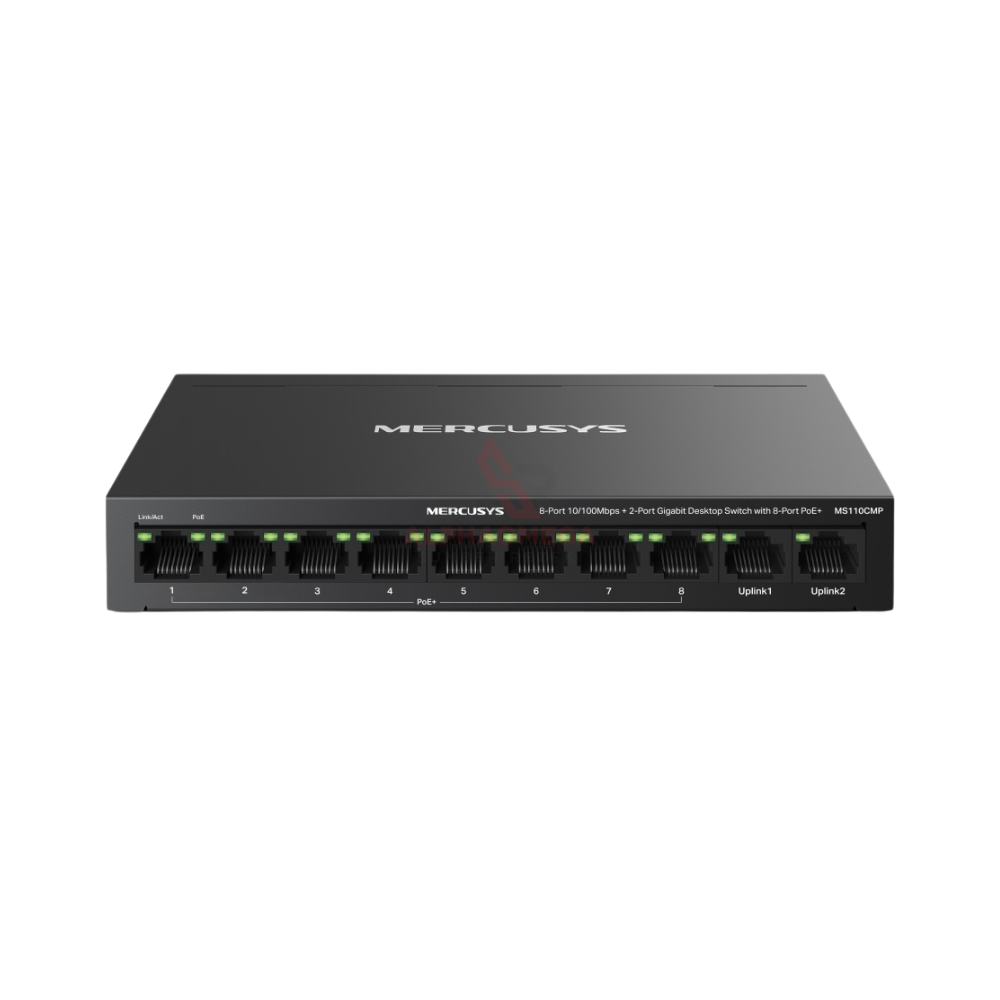 MERCUSYS MS110CMP 8-Port 10/100 Mbps + 2-Port Gigabit Desktop Switch with 8-Port PoE+ Switch PoE 8 Port + 2 Gigabit Desktop