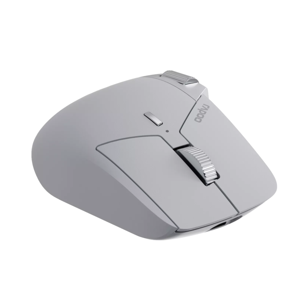 Rapoo MT760L Grey White Multi-Mode Wireless Optical Mouse Bluetooth 5.0/4.0 & 2.4GHz (4000 DPI / Aluminium Side Scroll / 800mAh Rechargeable) - Abu Putih Garansi Resmi